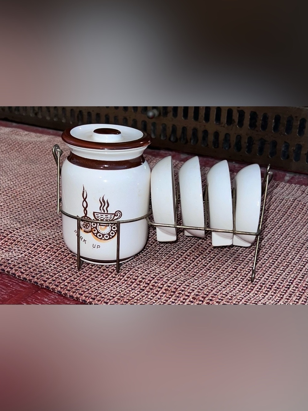 Vintage Tilso Japan Perk Up Tea Bag Canister 4 Rests Caddy MCM